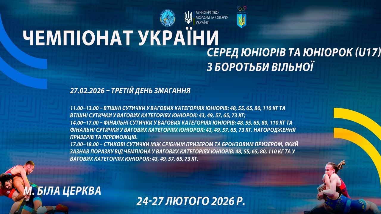 27.02 [МАТ В] Чемпіонат України серед юніорів та юніорок (U17) з боротьби вільної